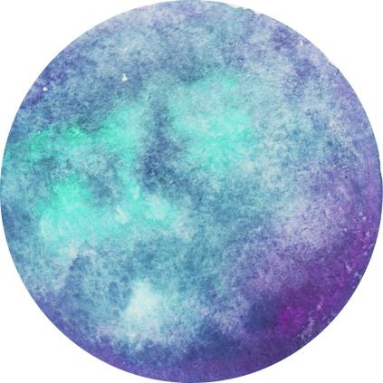 Hand-Painted Watercolor Space Galaxy Neon Blue and Violet Planet