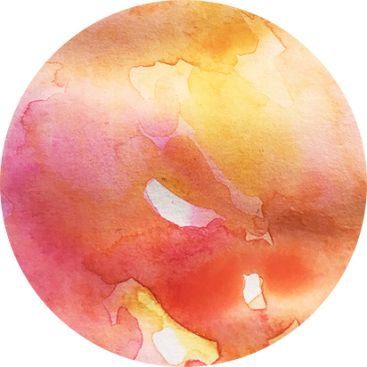 Hand-Painted Watercolor Space Galaxy Orange and Pink Planet